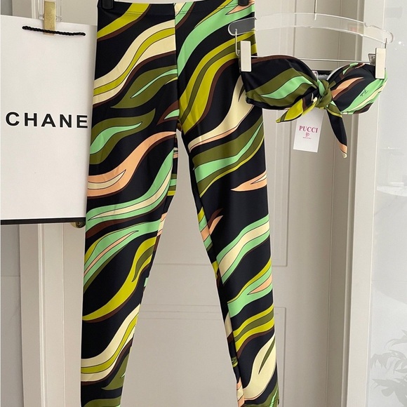 Emilio Pucci Other - Emilio Pucci Black Multicolor Wave-Print Bikini Top and Bottom